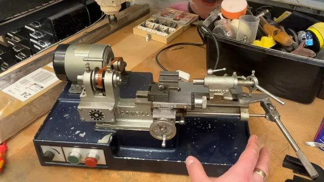 Chris’s Cowells lathe with the lever feed fitted, on the workshop bench