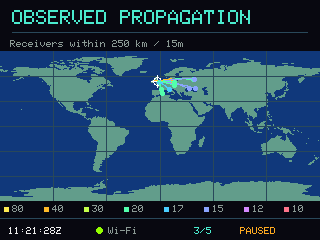 Ham Pilot’s observed HF propagation map, captured from the working display